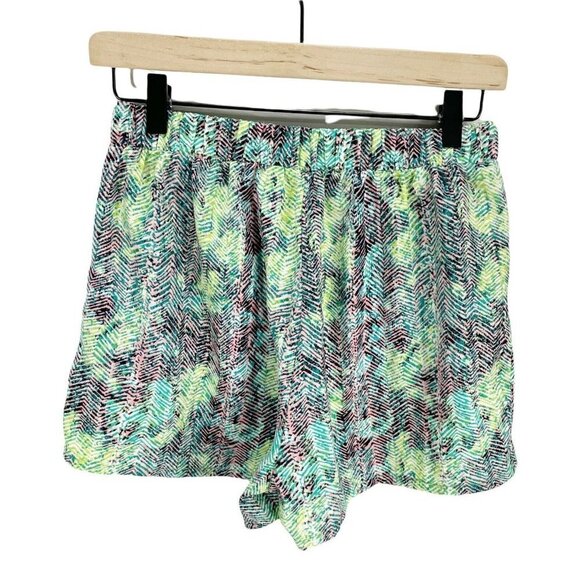 MOD On Trend Green Stripe Print Flowy Casual Shorts Sz M Elastic Pull On Waist - Picture 2 of 4